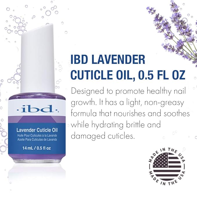 IBD Lavender Cuticle Oil – Moisturizing Nail Oil for Growth & Strength, Repair Damaged Nails, Cuticle Softener, Lavender Scent, 0.5 fl oz