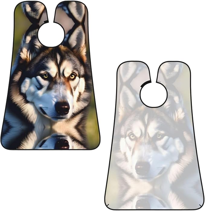 Lovely Husky Print Beard Bib Apron For Men, Beard Hair Catcher For Men Shaving Trimming,Beard Cape Cloth