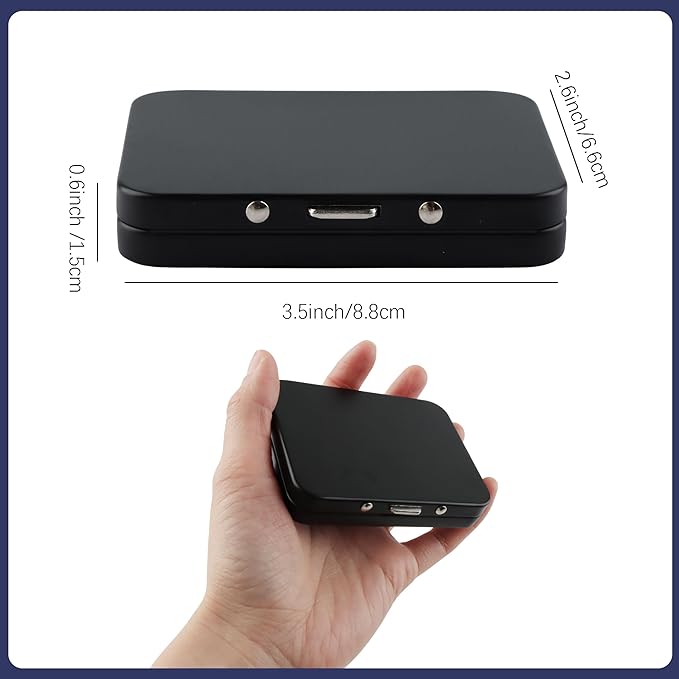 2Pcs Portable Cotton Swab Holder with Mirror, Refillable Dental Floss Case Container, Small Floss Picks Box for Travel,Dates(Black)