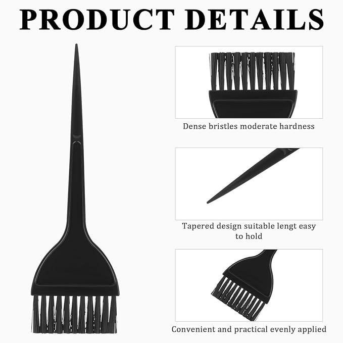 3 Pcs Hair Coloring Dye Brush, Hair Stylist Supplies Salon Accessories Applicator Brushes for Hairs DIY Tools (Plastic, Black)