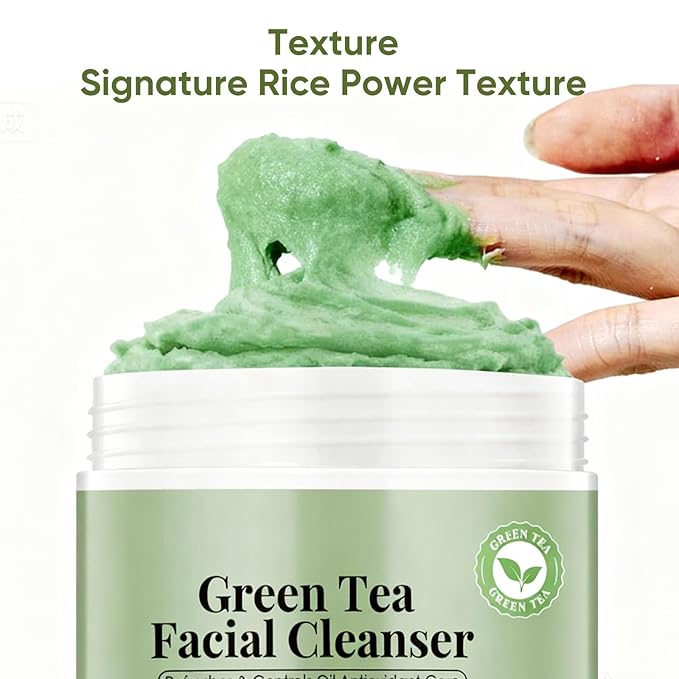 Green Tea Mochi Face Cleanser Wash Cream,Moisturizing,Deep-Cleansing,Oil Control,Makeup Cleansing Balm for Women for All Skin Types（5.29oz）