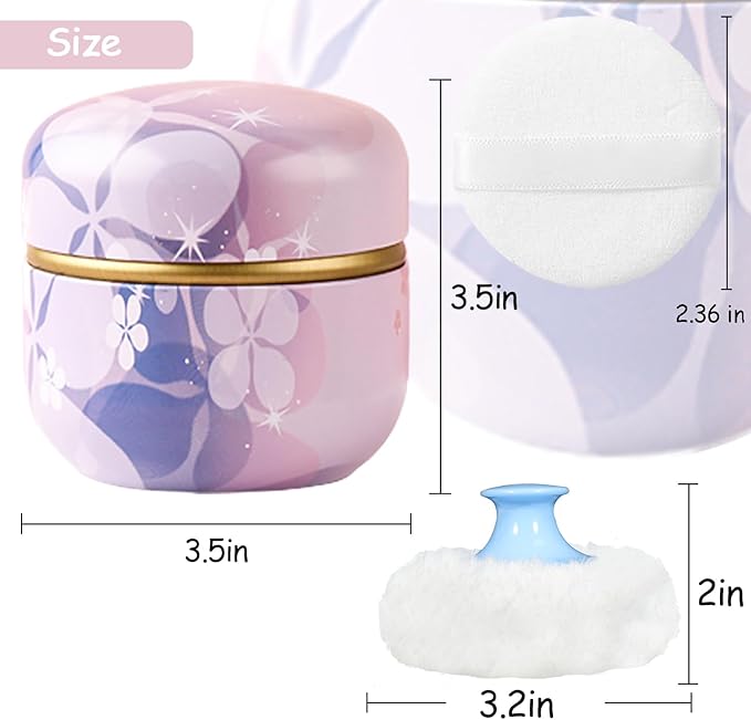 WEMEGA Body Powder Case with Powder Puff Powder Container Tea Box for Baby and Women Powder Puff and Powder Case for Travel (Flower Story1)
