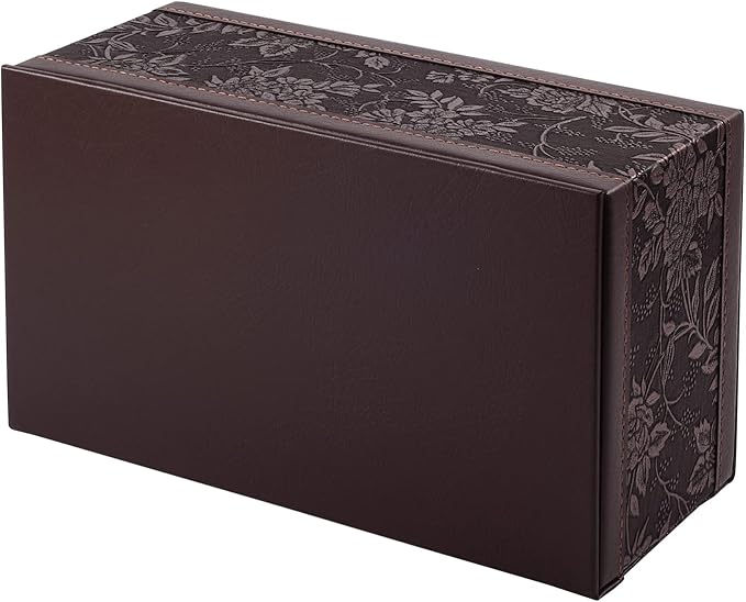 Antique PU Leather Tissue Box Holder Cover Rectangular Napkin Case Dispenser,Home Office Car Tissue Holder with Magnetic Bottom,Facial Tissue Organizer (Retro)