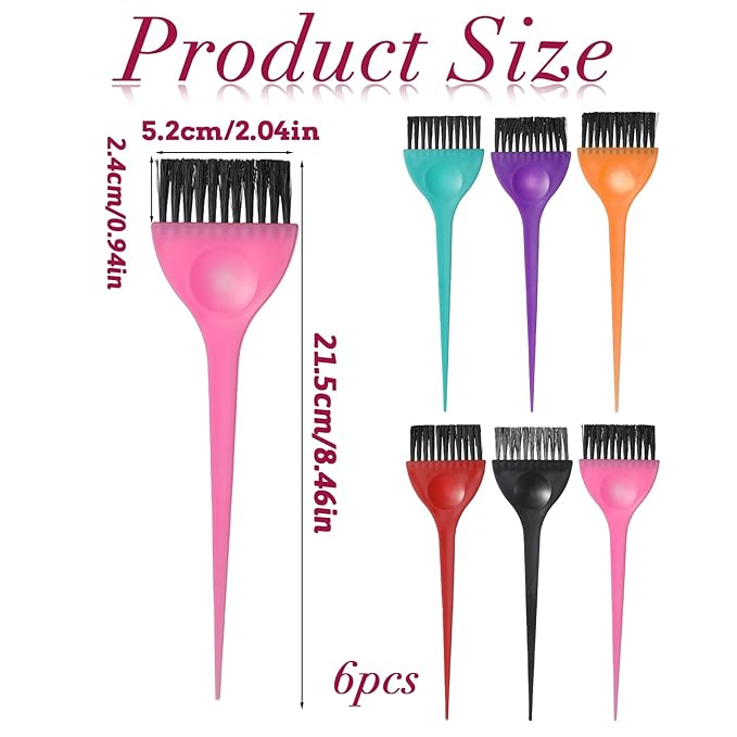 6PCS Hair Dye Brushes, Hair Color Brush, Color Tint Applicator, Hairs Coloring Dying Brush Kit for Women Men Salon Use Home DIY Dyeing