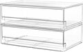 A-LuGei 【𝟮𝗣𝗖𝗦】 Acrylic Stackable Storage Drawers, 11.8" W Makeup Organizer, Bathroom Organizer and Storage, Plastic Storage Bins for Kitchen Cabinet Pantry Medicine Fridge