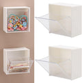 Tecbeauty 2PCS Cotton Pads Holder Dispenser, Wall Mounted Cotton Ball Organizers and Storage Box Rounds Jar Containers for Cotton Ball, Floss, Hairpin, Rubber Band, Clip（3.35in x1.8in x3.35in）