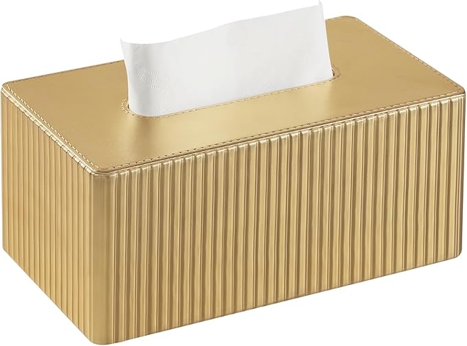 PU Leather Tissue Box Cover, Rectangle Tissue Box Holder with Magnetic Closure, Decorative Tissue Holder for Bathroom Bedroom Office (Rectangle for 120 to 160 Count Tissues)