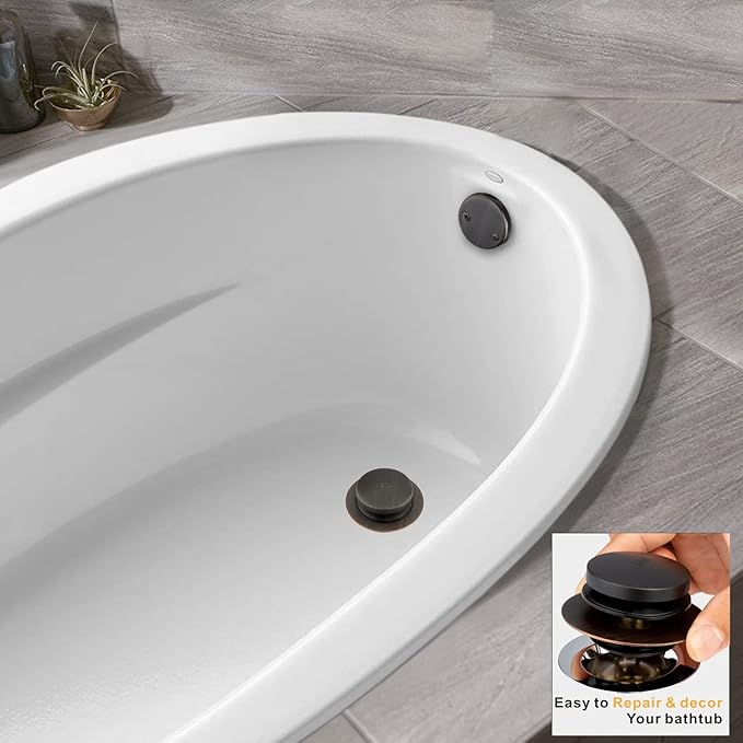 Artiwell Universal Tip Toe Bath Drain Stopper and Cover, Bathtub Drain Stopper, Replaces Lift and Turn, Tip-Toe and Trip Lever drains for Tub, EZ Installation and Clearing (Oil Rubbed Bronze)