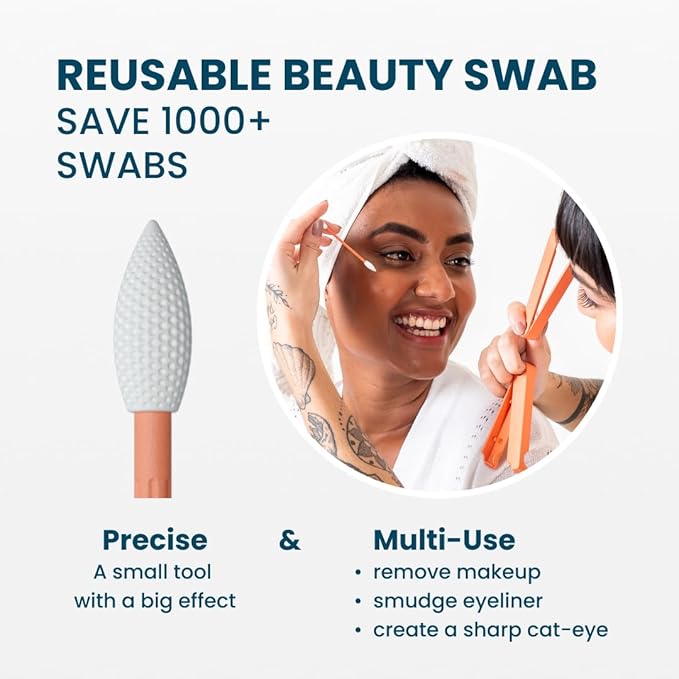 LastSwab® Reusable Cotton Swabs for Gentle and Eco-Friendly Beauty Routines - The Sustainable Alternative to Single-Use Q Tips - Zero Waste & Easy to Clean - Comes with a Convenient Travel Case Holder