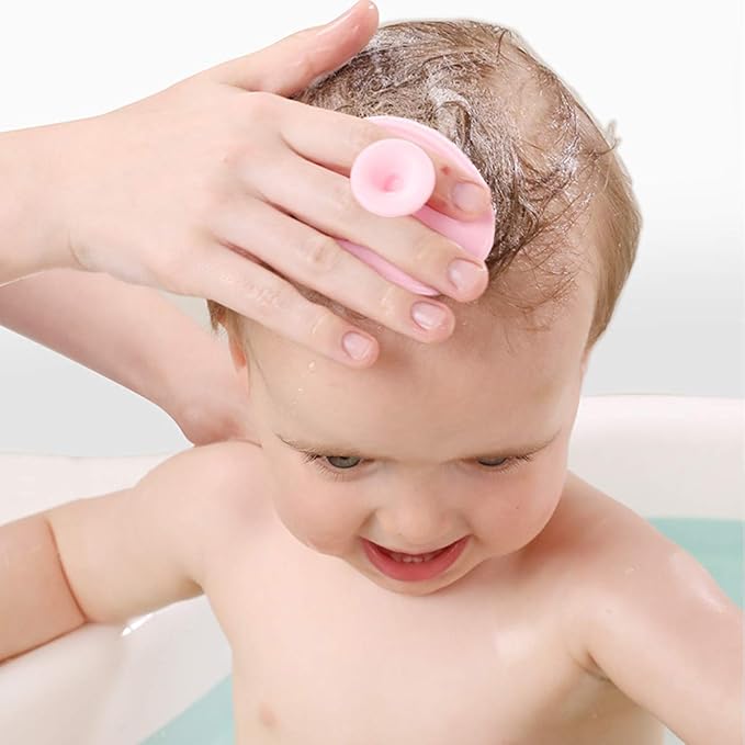 Baby Bath Brush, Baby Cradle Cap Brush, Silicone Massage Brush, Silicone Scrubbers Exfoliator Brush, Skin Scrubber Baby Essential for Dry Skin, Cradle Cap and Eczema (Small-4PCS)