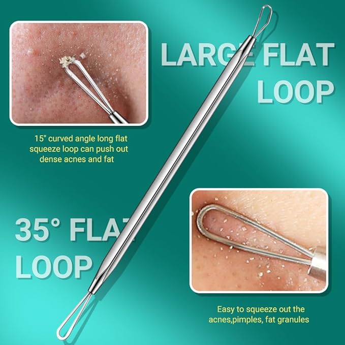 TsMADDTs Pimple Popper Tool Kit, 6 pcs Blackhead Remover Tools for Face and Nose, Ingrown Hair Removal Kit with Pimple Extractor, Pore Extractor, Tweezer, Razor