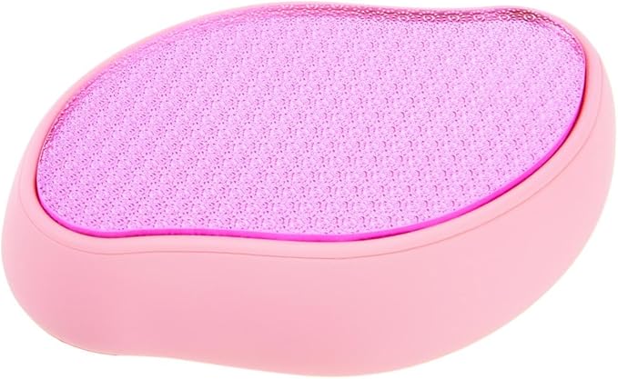 The Beauty Spy Glass Slippers Foot File - Ultra-Patterned Glass - Ergonomic Design - Gently Removes Rough Skin from Feet, Elbows, Knees - Wet or Dry Use (Pink)