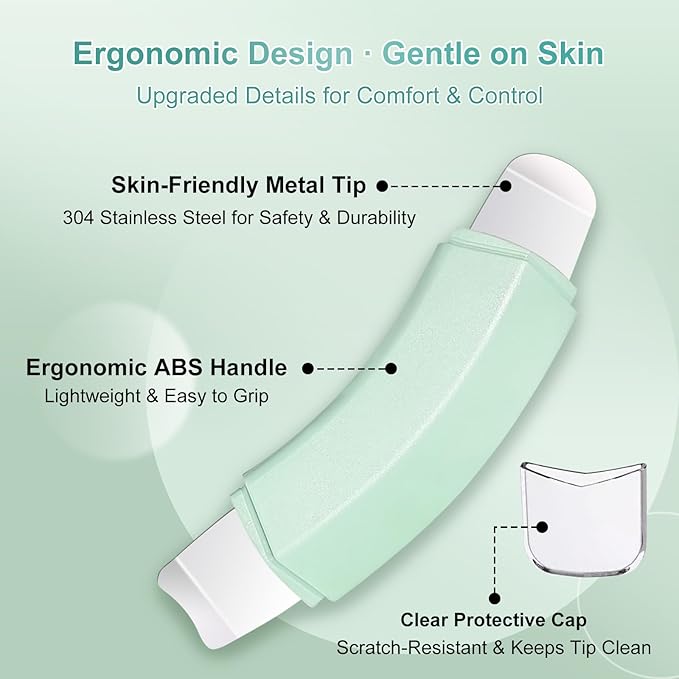 Manual Blackhead Remover Tool, Ergonomic Dual-Head Blackhead Scraper with 3-Piece Stainless Steel Extractor Needle Kit, Pore Cleaner Skin Care Tools for Face and Nose