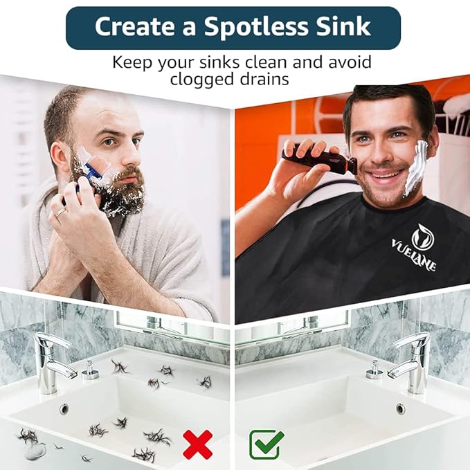 Beard Bib Beard Apron, Beard Bib Hair Catcher for Men Shaving, Non-Stick Beard Bib Apron for Men with Strong Suction Cups, Gifts for Men Husband, Grooming Kit for Men - Black