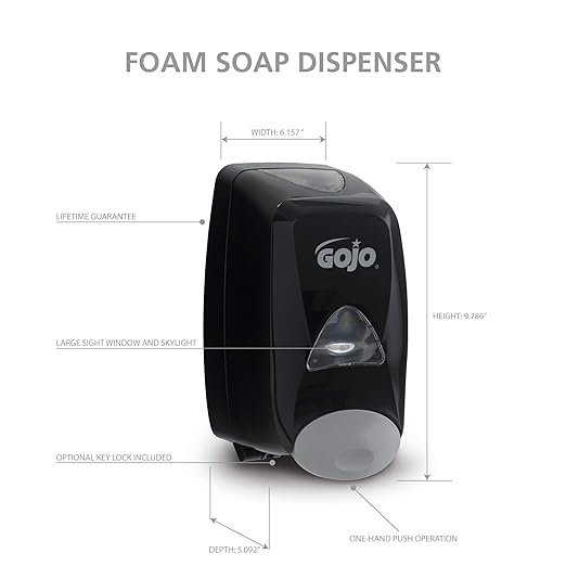 GOJO FMX-12 Push-Style Foam Soap Dispenser,Black,for 1250 mL FMX-12 Foam Soap Refills - 5155-06,(Pack of 3)