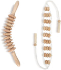 Mr.Woodware Wood Therapy Massage Tools - 2 Pcs Wooden Lymphatic Drainage Curved Roller Stick & Back Massager with Rope Massage Kit - Wood Massage Tools for Body Shaping, Sculpting, Maderoterapia