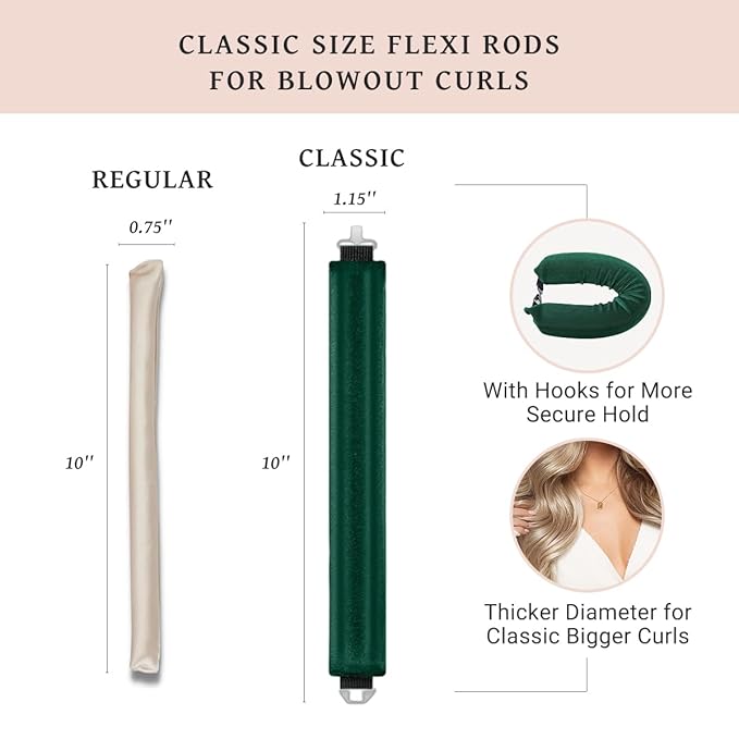 Heatless Curls Overnight Heatless Hair Curler Heatless Blowout with Luxury White Bag Silk Scarf, Curling Rod to Sleep in No Heat Curling Headband, (Green 3PC)