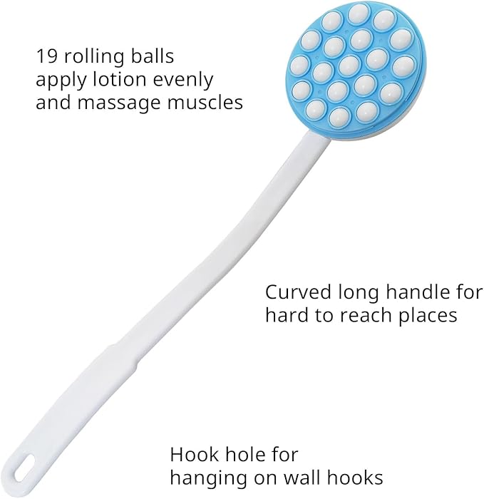 Lotion Applicator for Back - Back Lotion Applicator for Women Men Elderly - Curved Long Handle Easy Reach Self Apply Body Cream,Sunscreen,Moisturizer