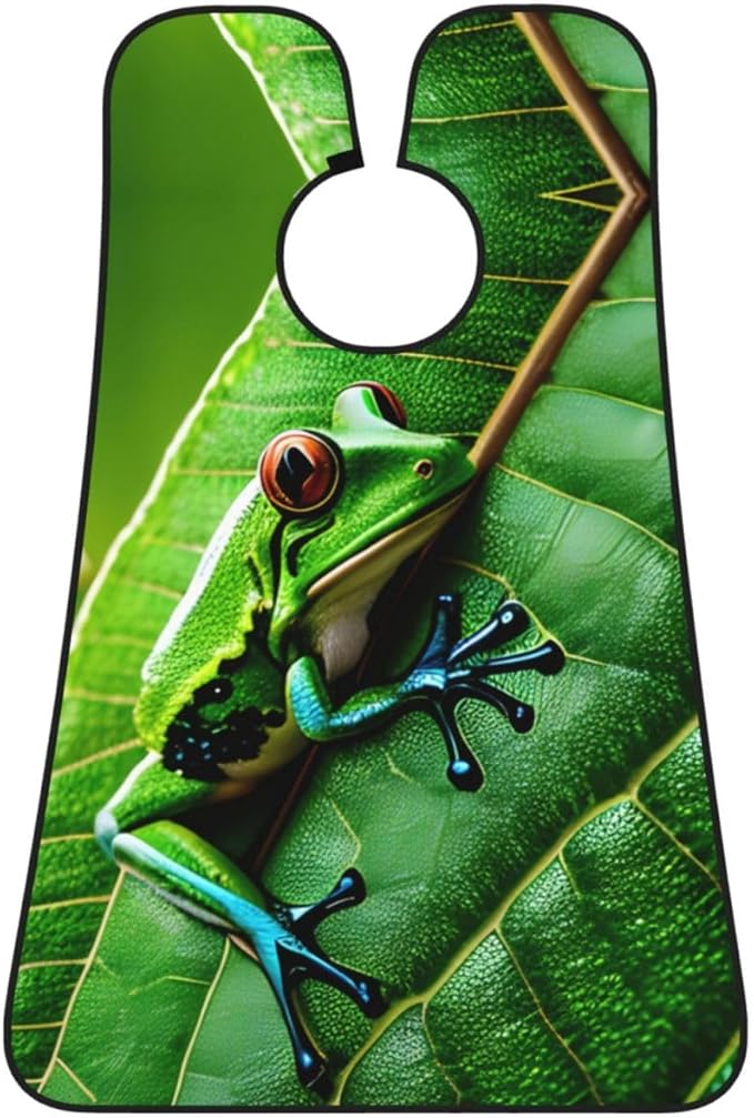 Frog Leaves Print Beard Bib Apron For Men, Beard Hair Catcher For Men Shaving Trimming,Beard Cape Cloth