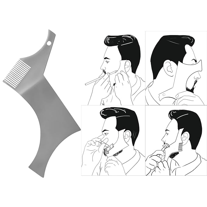 Stainless Steel Beard Shapers With Comb Beard Shaping Styling Tool Beard Shaping Template Guide Comb For Man Beard Trim Beard Care Implement