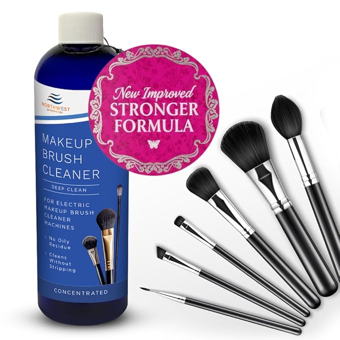 NORTHWEST ENTERPRISES Makeup Brush Cleaner Solution for Electric Makeup Brush Cleaner Machines - Professional Grade (8 ounces)