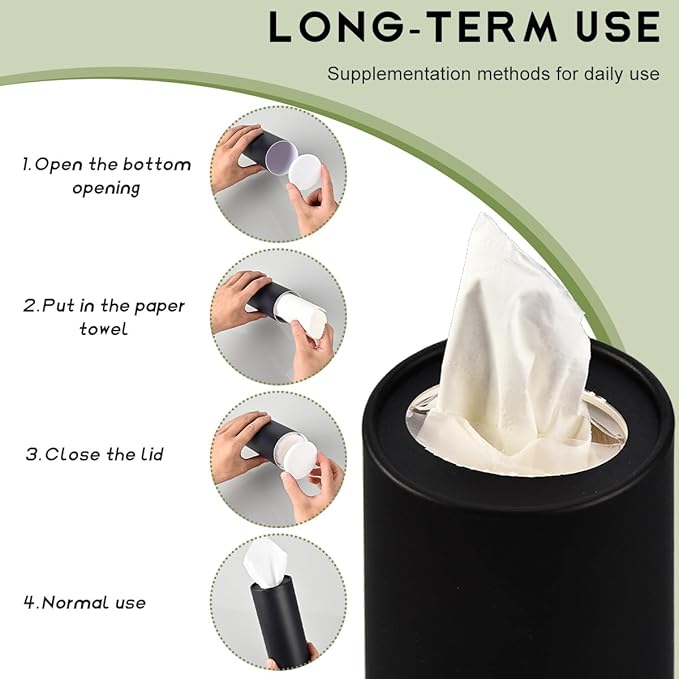 4 PCS Car Tissue Holder, Quick Convenient Refill Cylinder Facial Tissue Holder, Travel Tissues Box Round Container Suitable for Car Cup Holder, Universal Car Accessories (White)
