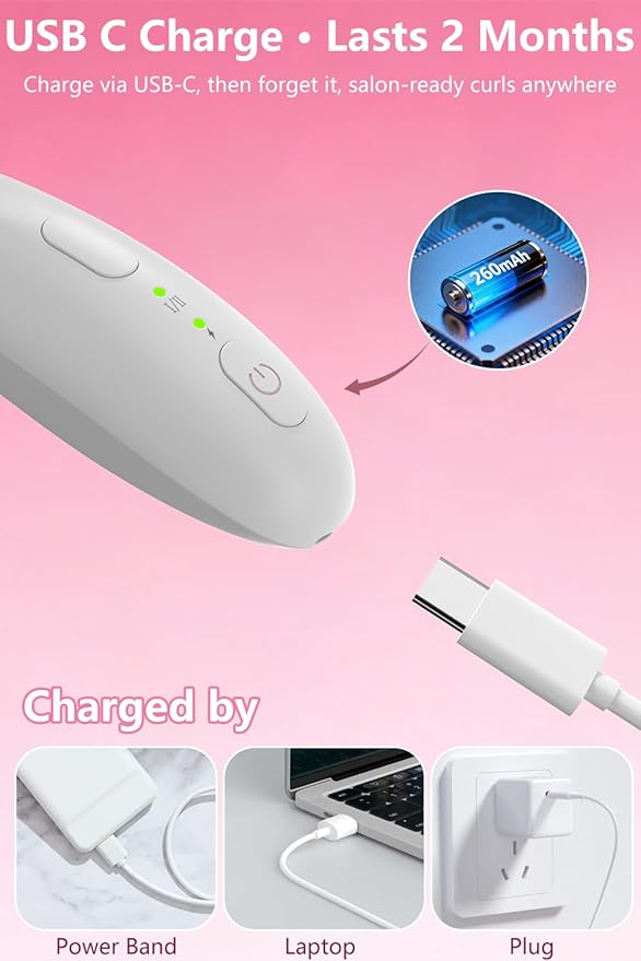 KOKABI Rechargeable Heated Eyelash Curler: Fast 5s Heat up, 24 Hours Long Lasting, Electric Lash Curler with Temperature Control, Safe Anti-Burn Eye Lash Curler, Quick Natural Curling Lashes (White)