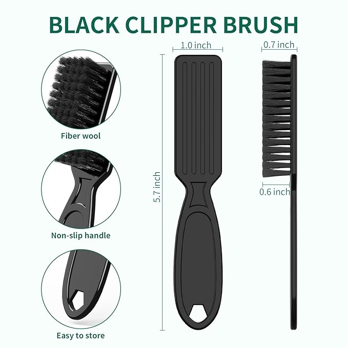 10 Pcs Barber Clipper Cleaning Brush, Barber Accessories Supplies, Blade Trimmer Cleaning Mini Brush Bulk Set Duster Manicure Nylon Brush Hair Styling Tool (Black)