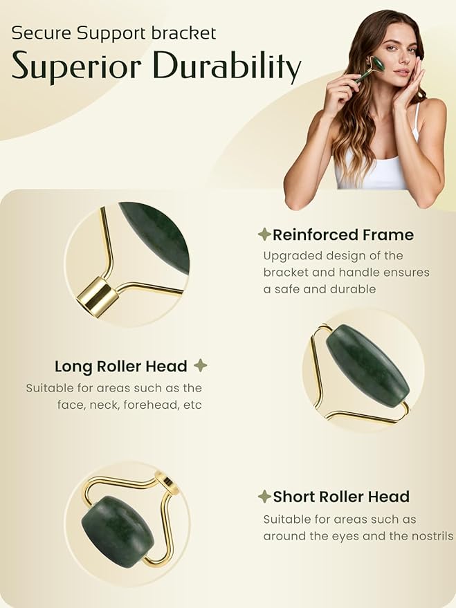 Face Roller & Gua Sha Facial Tools, Face Massager for Self Care, Jade Roller for face, Jawline Sculpting and Puffiness Reducing