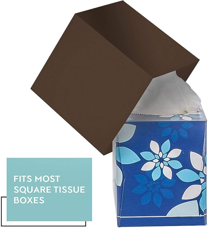 Bronze Tissue Box Cover Square - Plastic Facial Tissue Box Holder - Decorative Cube Tissue Holder Dispenser Fits Any Vanity Countertop, Bedroom Dresser, Office, Bathroom Decor