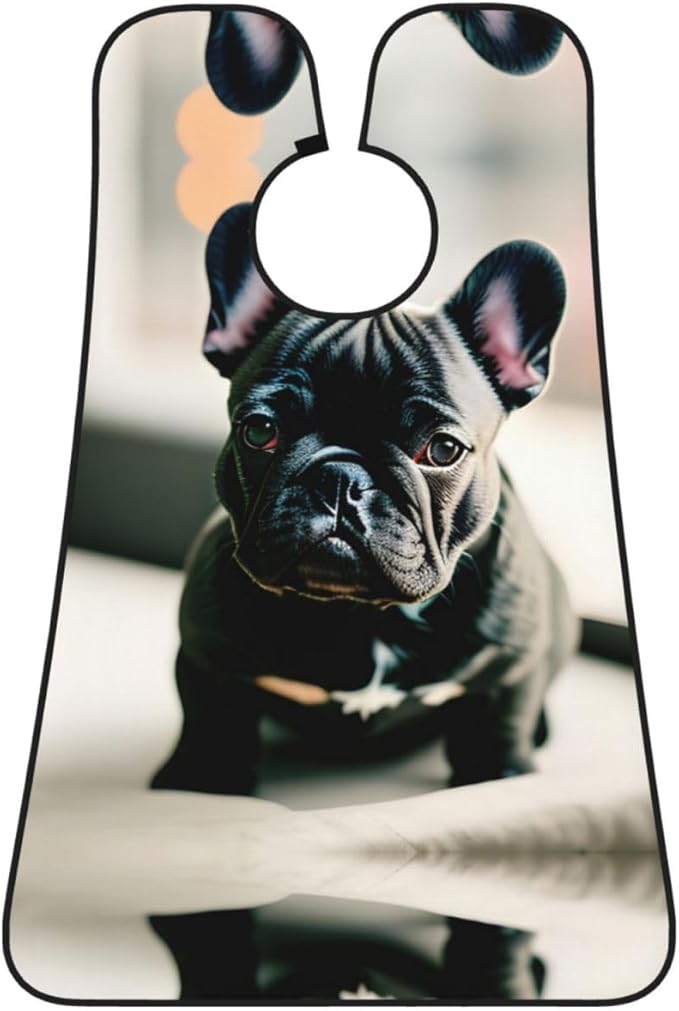 Adorable French Bulldog Print Beard Bib Apron For Men, Beard Hair Catcher For Men Shaving Trimming,Beard Cape Cloth, Black