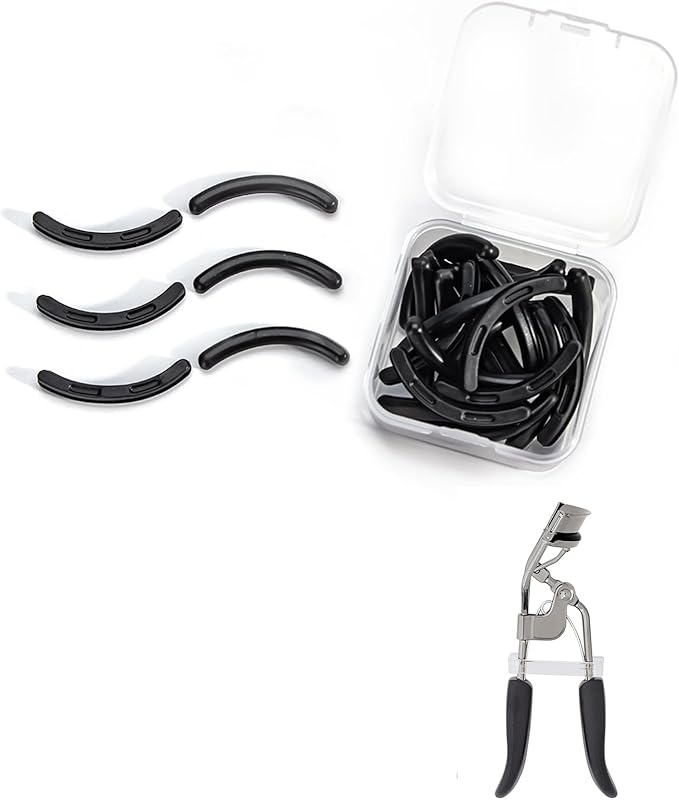 Eyelash Curler Refills Compatible with e.l.f.,Eyelash Curler Pads 24PCS,Silicone Lash Curler Refill Pads Compatible with e.l.f. (Black)