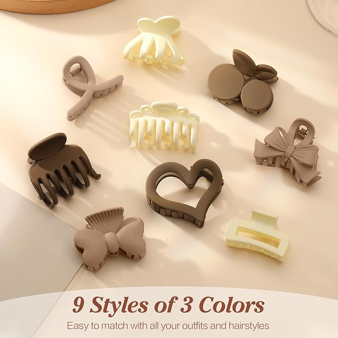 9 PCS Small Hair Clips for Toddler Girls, Cute Mini Claw Clips for Thin Fine Hair, 1.5 Inch Matte Tiny Jaw Clips for Women Kids, Strong Hold Non Slip Hair Accessories, Multi-Styles