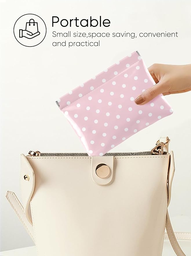 Dots Leather Makeup Pouch Set for Women Small Make Up Bag for Purse Waterproof Initial Makeup Cosmetic Bags Pouches for Purse Aesthetic Travel Toiletry Bag,Pink White