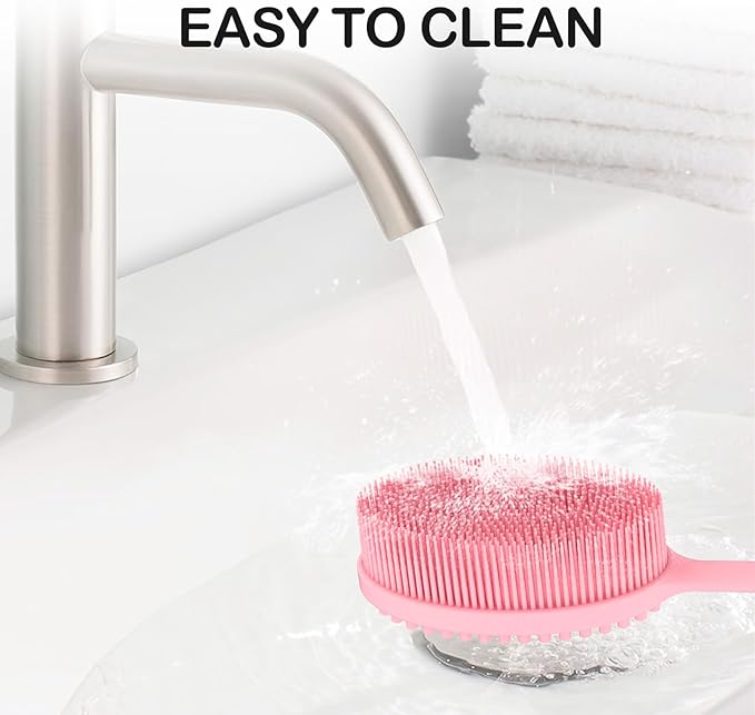 MateeyLife Silicone Body Scrubber Exfoliator With Handle, Gentle Back Scrubber for Shower, Bath Brush, Loofah Body Scrubber