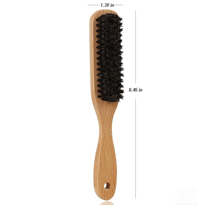 Men's Boar Bristle Hair Brush, Natural Wood Handle Grooming Brush for Daily Styling, Beard & Hair Detangling, Perfect for Pompadour & Slick Back Hairstyles