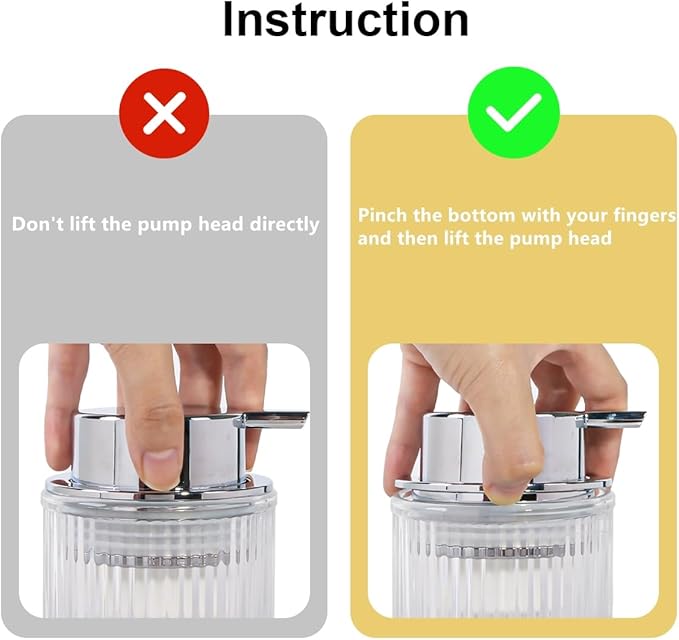 Foaming Soap Dispenser, 12 Oz Thick Glass Foam Hand Soap Dispenser, Refillable Glass Foam Pump Bottle Container Decorative Slim Ribbed Bottle for Bathroom and Kitchen (1, Clear Silver)
