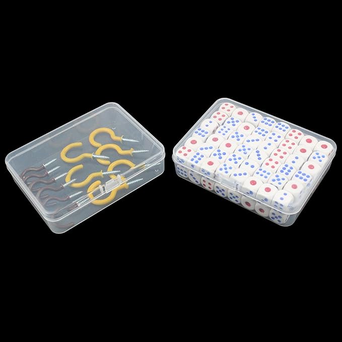 12 Pack Rectangular Clear Plastic Storage Containers Box with Hinged Lid for Beads and Other Small Craft Items (4.5 x 3.3 x 1.1 inch)