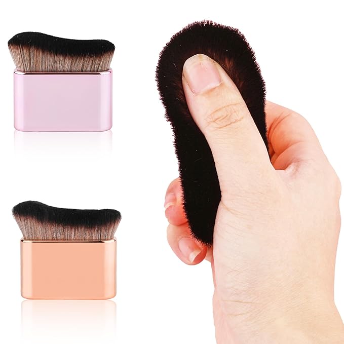 2pcs Self Tanning Brushes, Liquid Foundation for Self Tan Brush Applicator Body Makeup Brushes for Self Tanner Body Face (Rose Pink, Gold)
