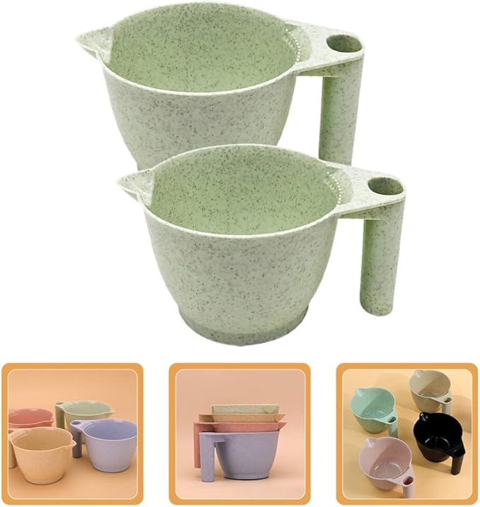 minkissy 2pcs Hair Dye Tools Color Mixing Bowls Color Bowls for Hair Salon Plastic Dye ful Mixing with Handle Kit Tinting