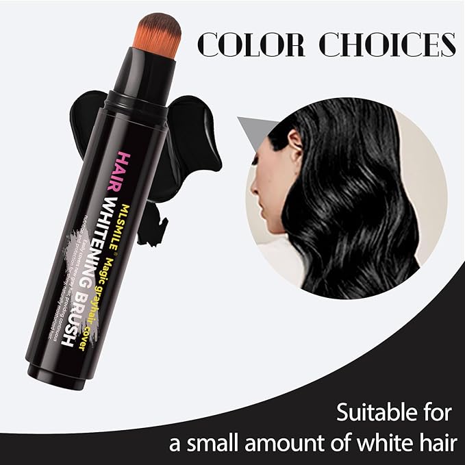 Hair Dye Comb Color Stick with Brush - Root Touch Up Set, Instant Gray Hair Coverage, Cover Hairline Precisely & Naturally, Portable Grey Hair Concealer for Men Women, Sweatproof - Black