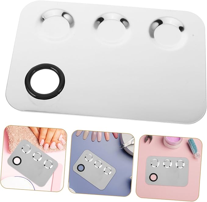 Makeup Mixing Plate Small Palette Cosmetic Foundation Dish Beauty Face Tray Powder Pallets Mini Makeup Tool Accessories Foundation Plate Make up Plate Silver Stainless Steel