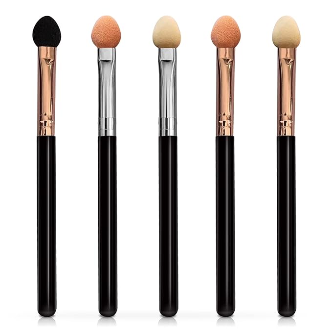 Eyeshadow Applicators Sponge Double Sided Reusable 5Pcs Professional Blendable Organic Foam Tip Makeup Eye Shadow Applicator Brush Set Washable