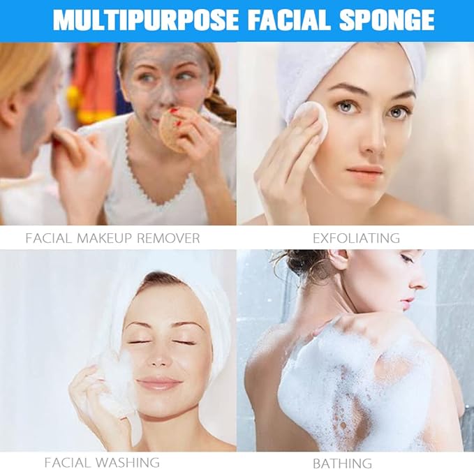 Facial Sponge Compressed,120 Count PVA Professional Makeup Removal Round Face Wash Sponges Spa Pads Exfoliating Cleansing for Women,Yellow,Pink