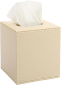 Sumnacon Tissue Box Cover Square Tissue Box Stylish PU Tissue Box Holder with Magnetic Bottom, Cube Leather Tissue Cover for Living Room Bathroom Table Desk Home Office Car, Beige