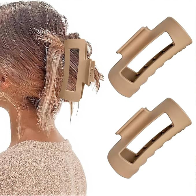 Fashion Hair Clips, Cloud Hair Pins for Women, 3.9 inch Hair Claw Clip for Thick/Fine/Thin/Curly Hairstyle, Khaki 2 Pack