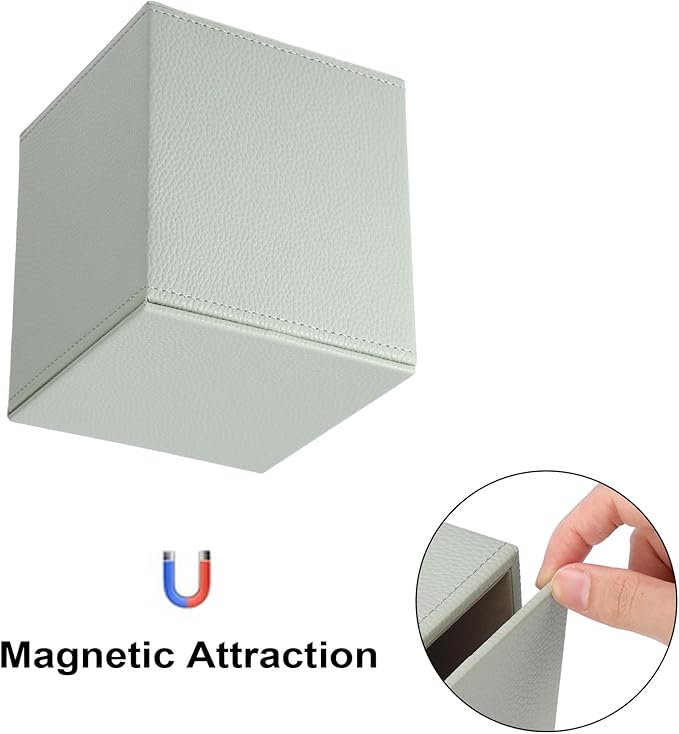Sumnacon Tissue Box Cover Square Tissue Box Stylish PU Tissue Box Holder with Magnetic Bottom, Leather Cube Tissue Cover for Living Room Bathroom Bedroom Table Desk Home Office Car, Light Green