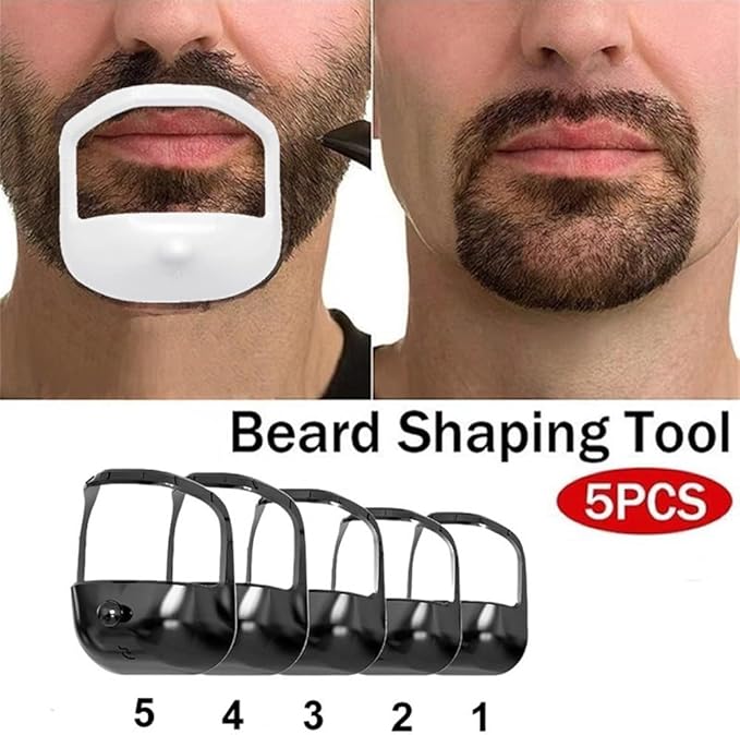 5Pcs Different Shape for Beard,Men's Beard Styling Tools Set,Casual Men's Beauty Care,Men's Beard Trimmer(Black)