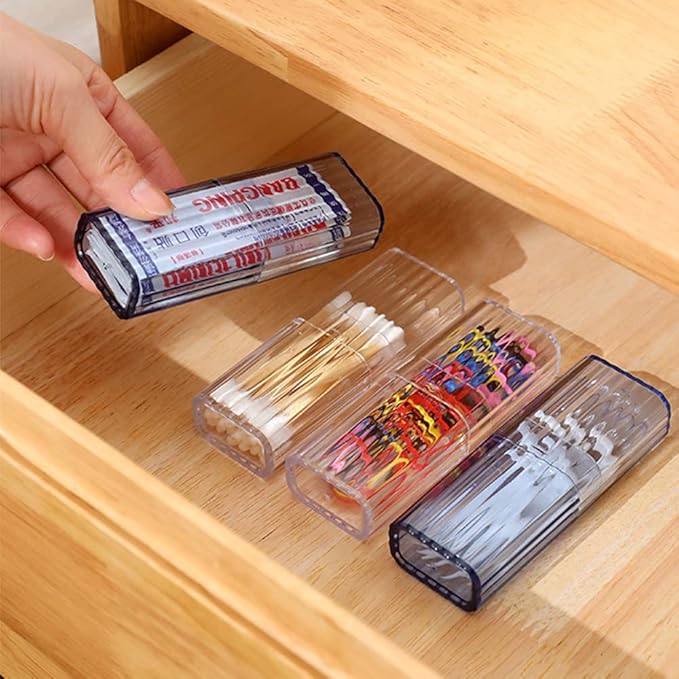 JIEDALIN 4 Pcs Cotton Swab Holder for Travel Mini Travel Swab Case Box for Makeup Sponge Cotton Swabs Hair Ties Floss Cosmetics Makeup Bedroom Travel