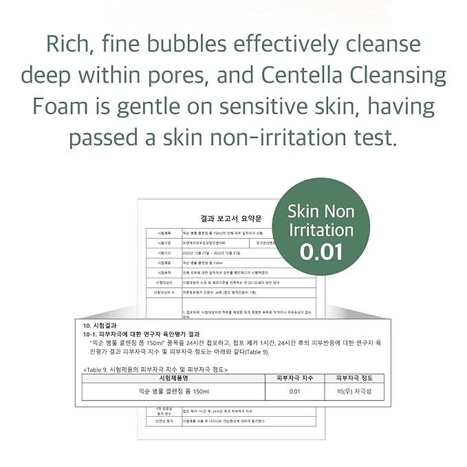 mixsoon Centella Cleansing Foam Face Wash with Cica, Low pH Cleansing and Soothing for Face, Hydrating Formula 150ml / 5.07 fl. oz. Korean Glass Skin Care
